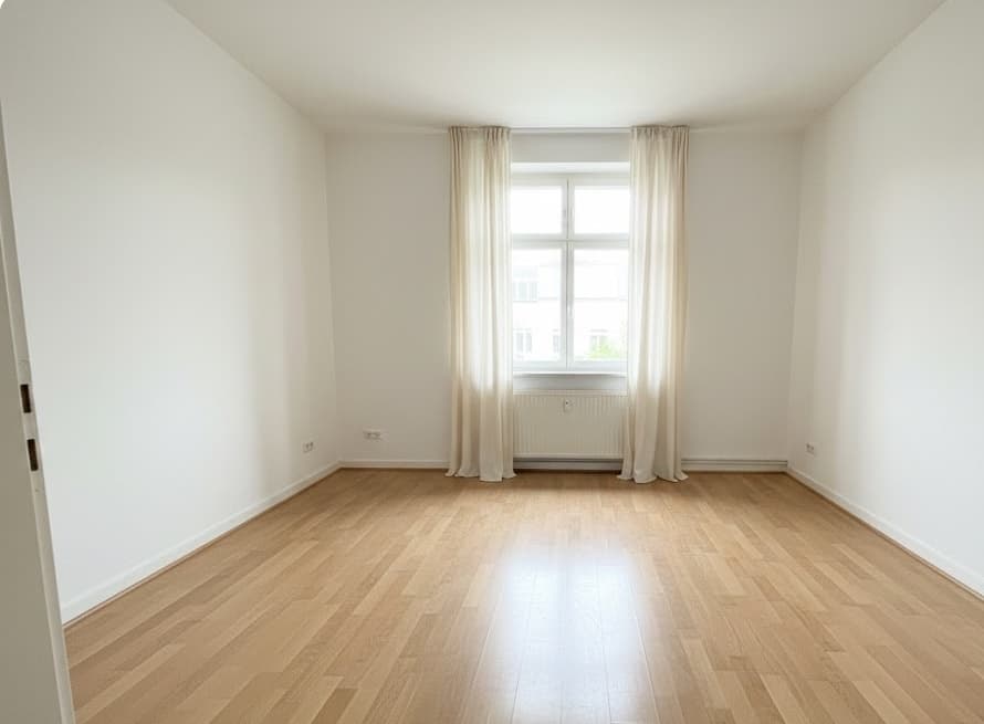 Leere, besenreine Wohnung nach der Räumung